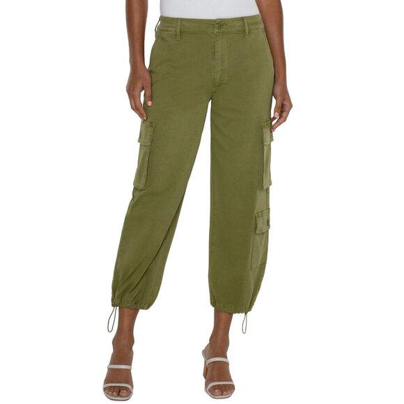 NWT Liverpool Cargo Crop With Cinch Hem in Eucalyptus Sz. 16 - Picture 1 of 4